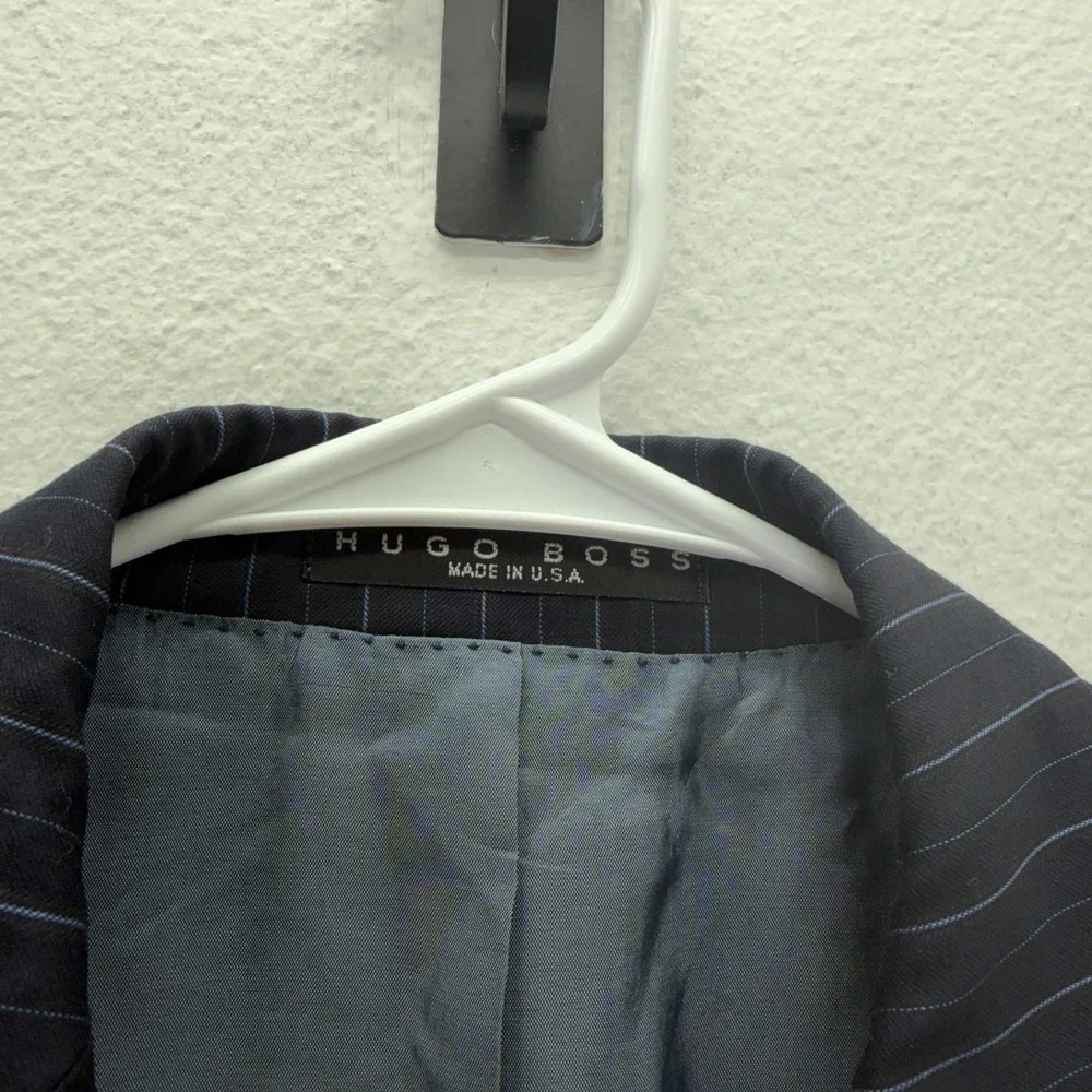 Hugo Boss Super 110's Vitale Barberis Canonico Navy Pinstripe Wool Blazer 42R